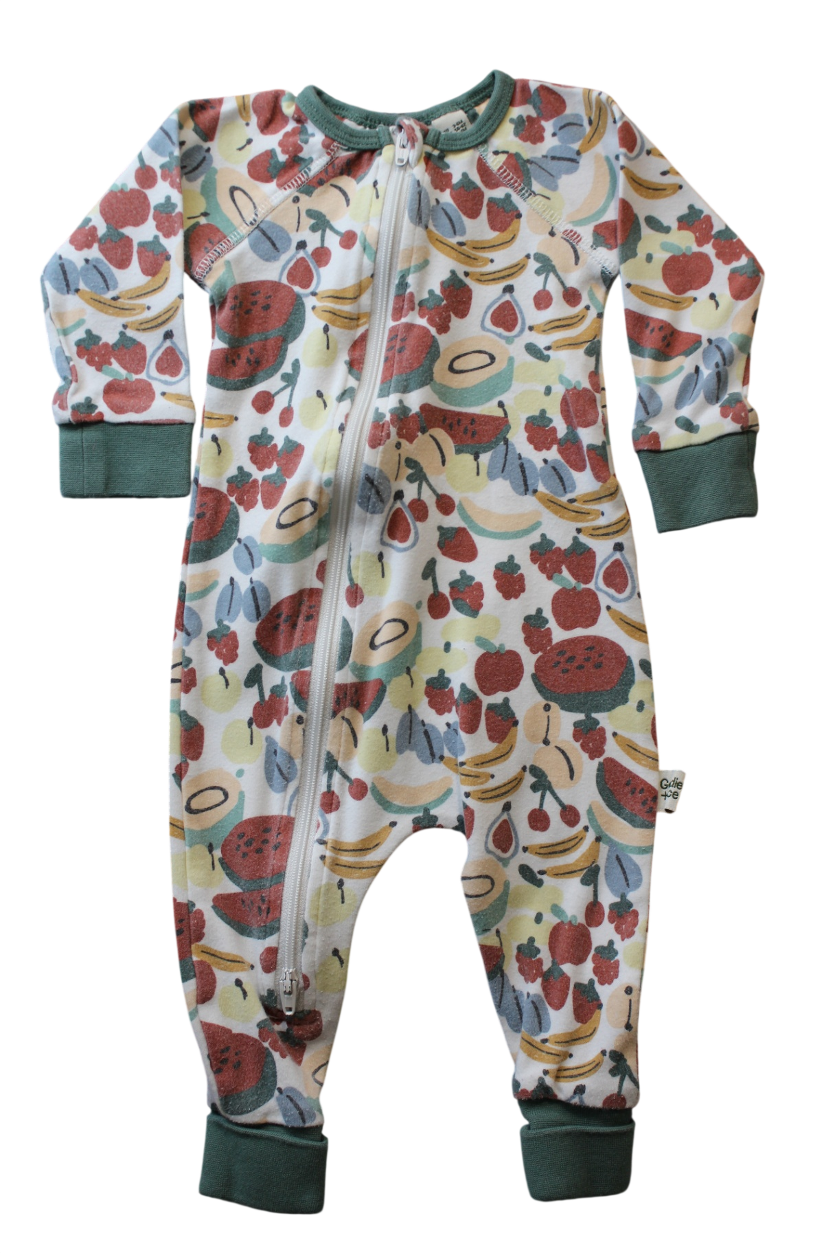 Goldie + Ace Jumpsuit, White with multi-colour fruit print, 00