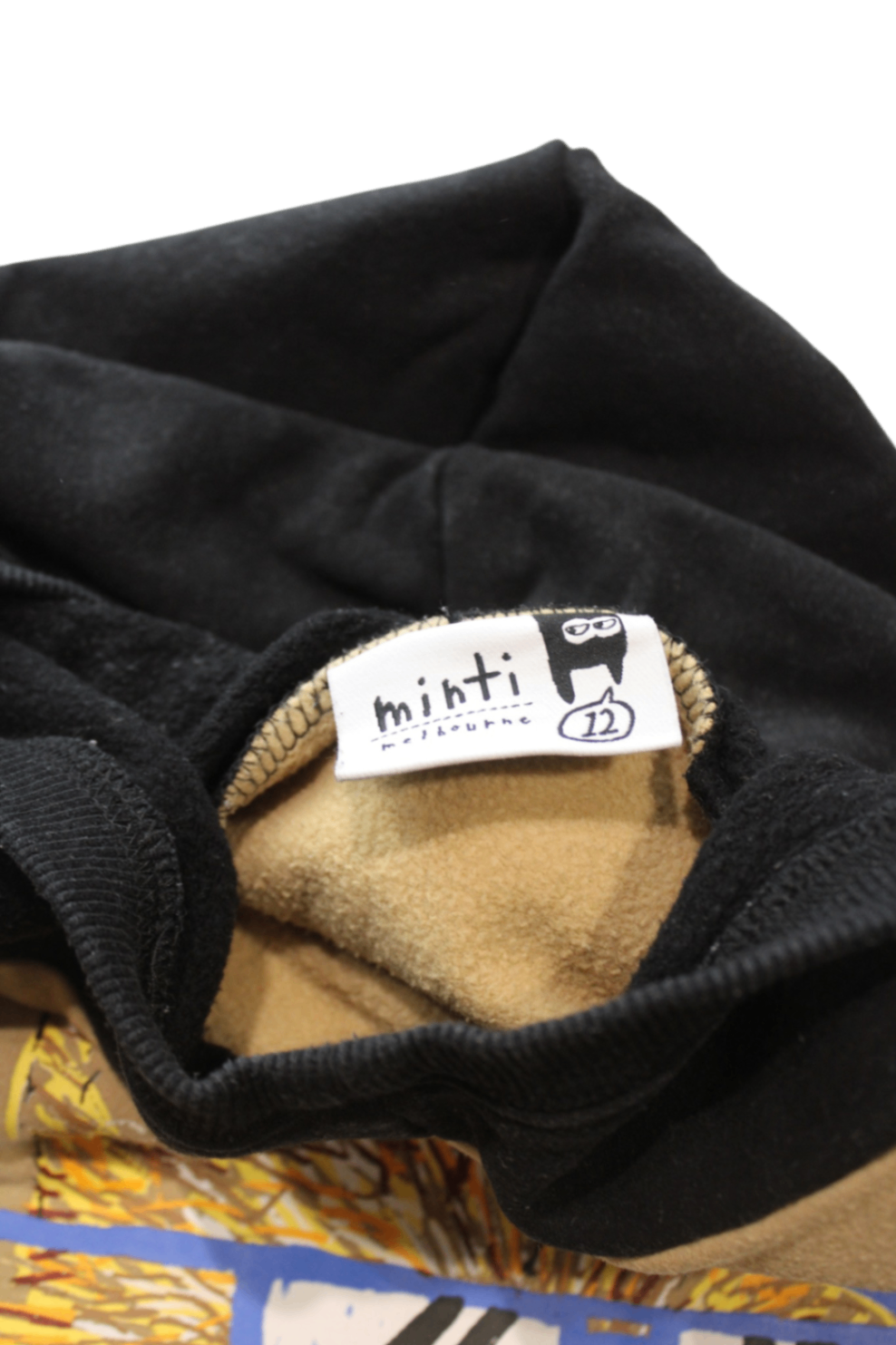 Minti Hoodie, Black and tan, 12