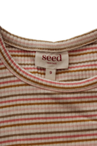 Seed Heritage Long-Sleeve T-Shirt, Cream with pink, mustard and brown stripes, 9