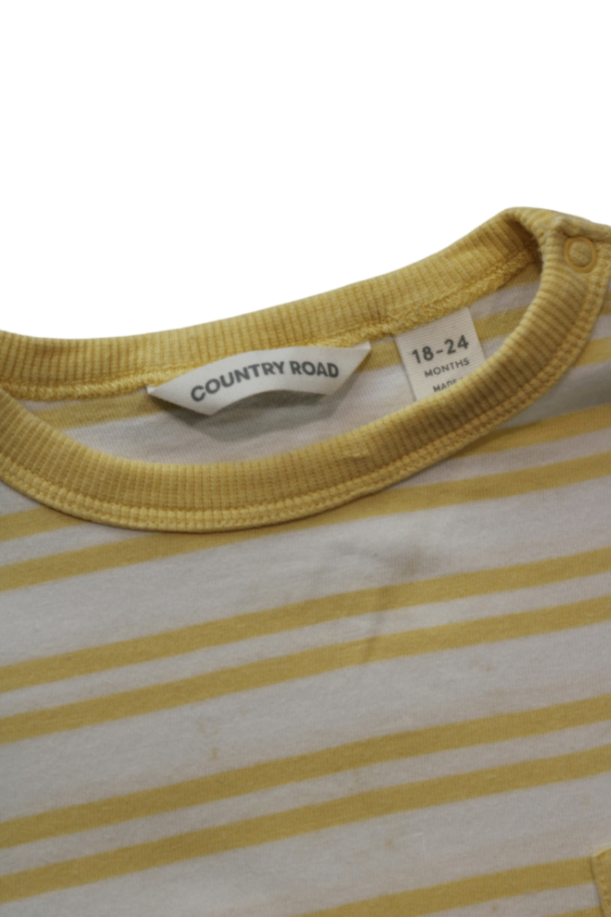 Country Road T-Shirt, White and yellow, 18-24 months