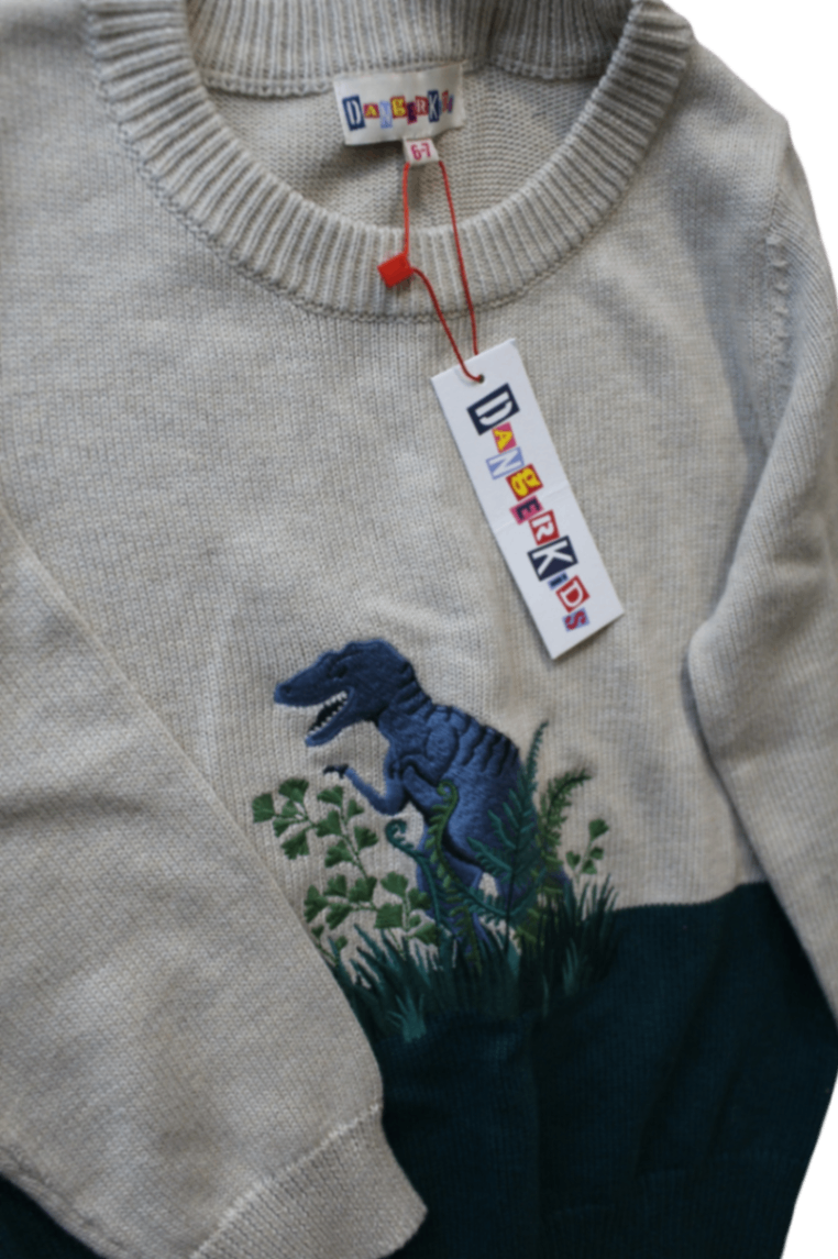 Danger Kids Knitwear, beige/teal, 6-7