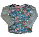 *Oishi-m Long-Sleeve T-Shirt, Blue, pink, green floral, 6