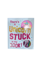There's a unicorn stuck in my book Book, Light blue, One size