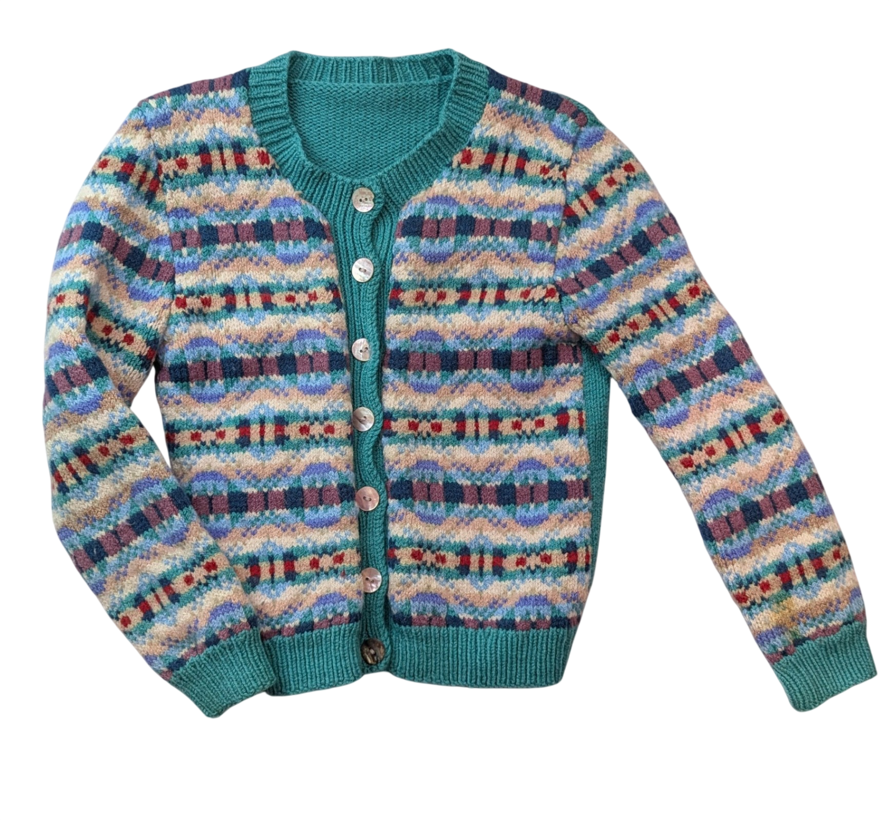 Handmade Cardigan, Teal/Multi, 3?