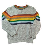 Next Jumper, Heathered grey with multicolour rainbow stripes, 3
