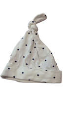 Pappe Beanie, white/navy polka dots, S