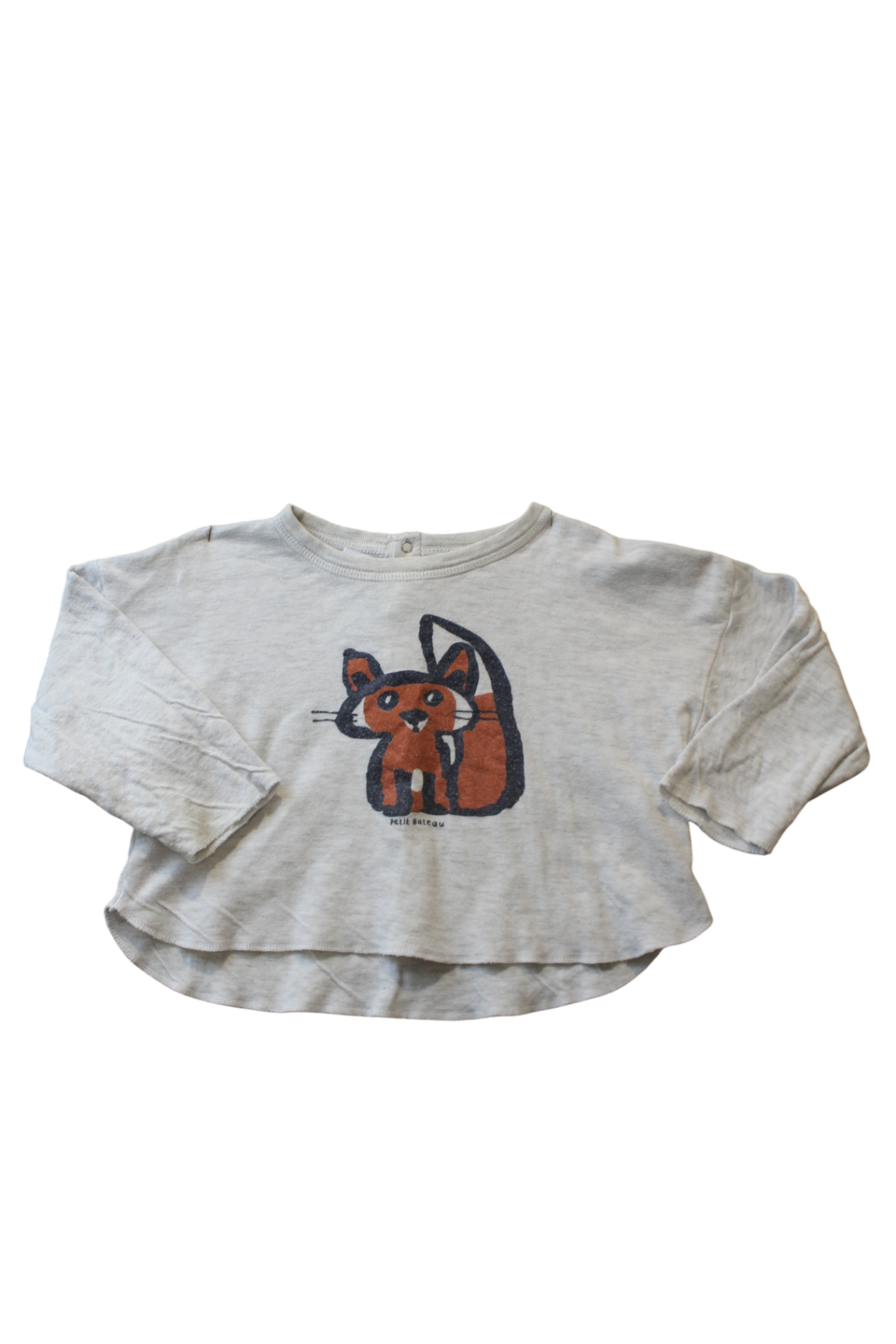 Petit Bateau Long-Sleeve T-Shirt, Light Grey, 2
