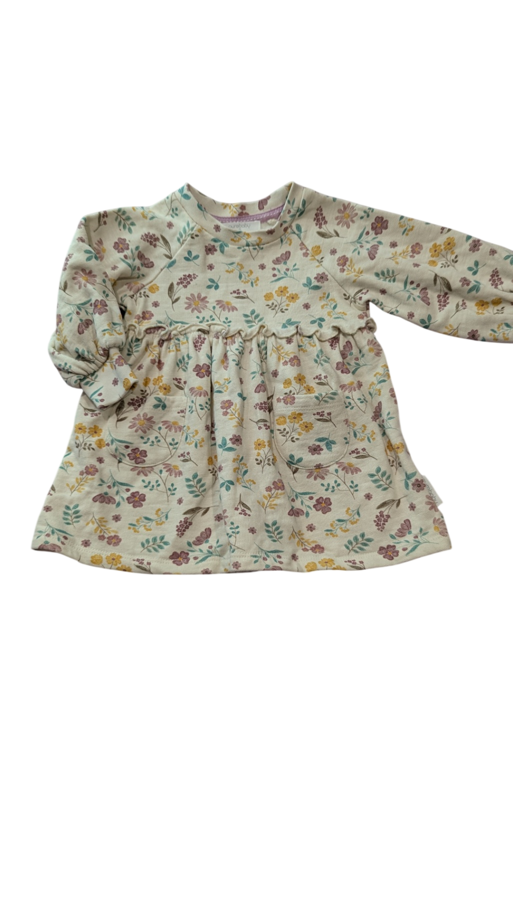 Purebaby Dress, Cream floral, 0