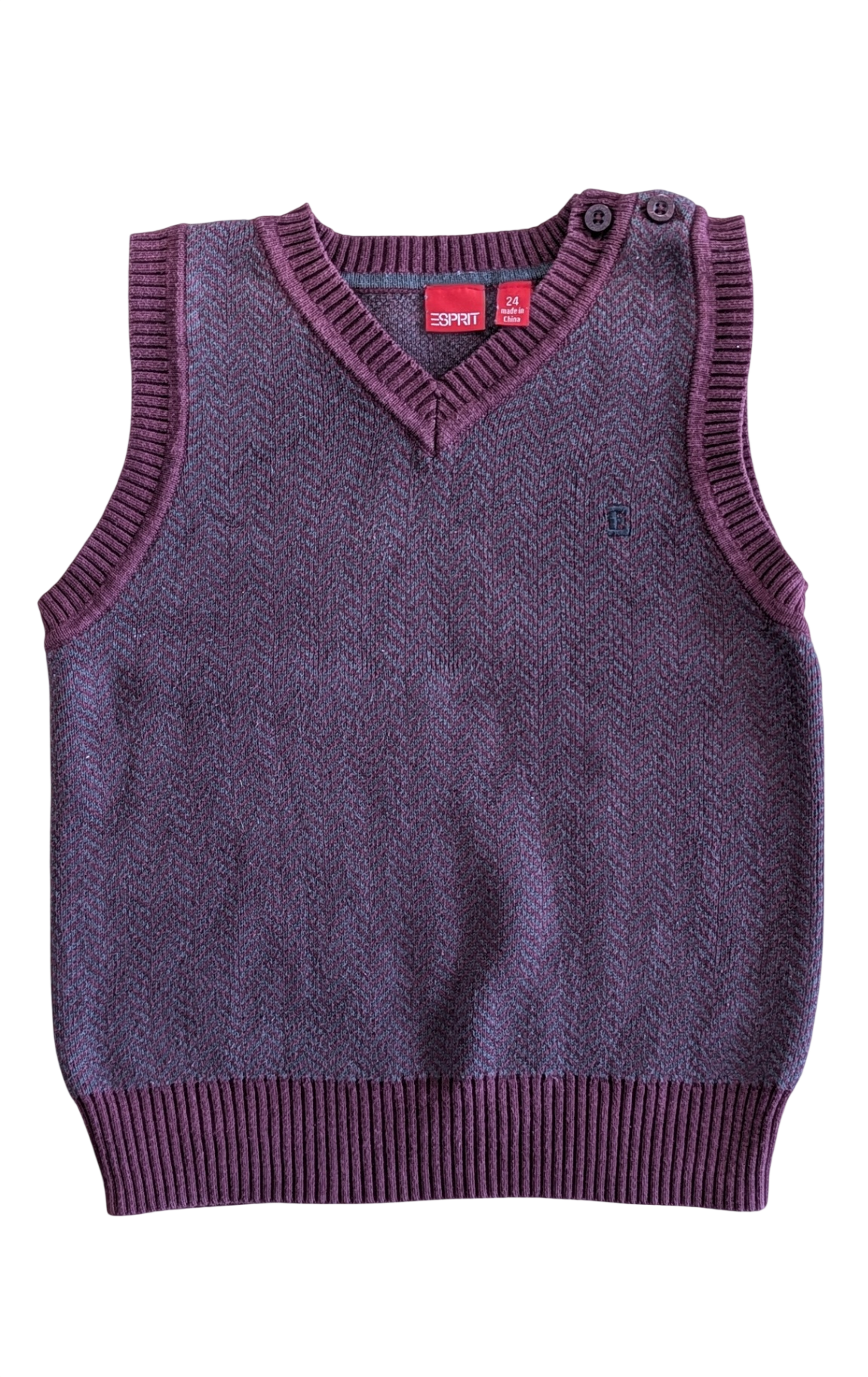 Esprit Knitted vest, Maroon/grey, 2