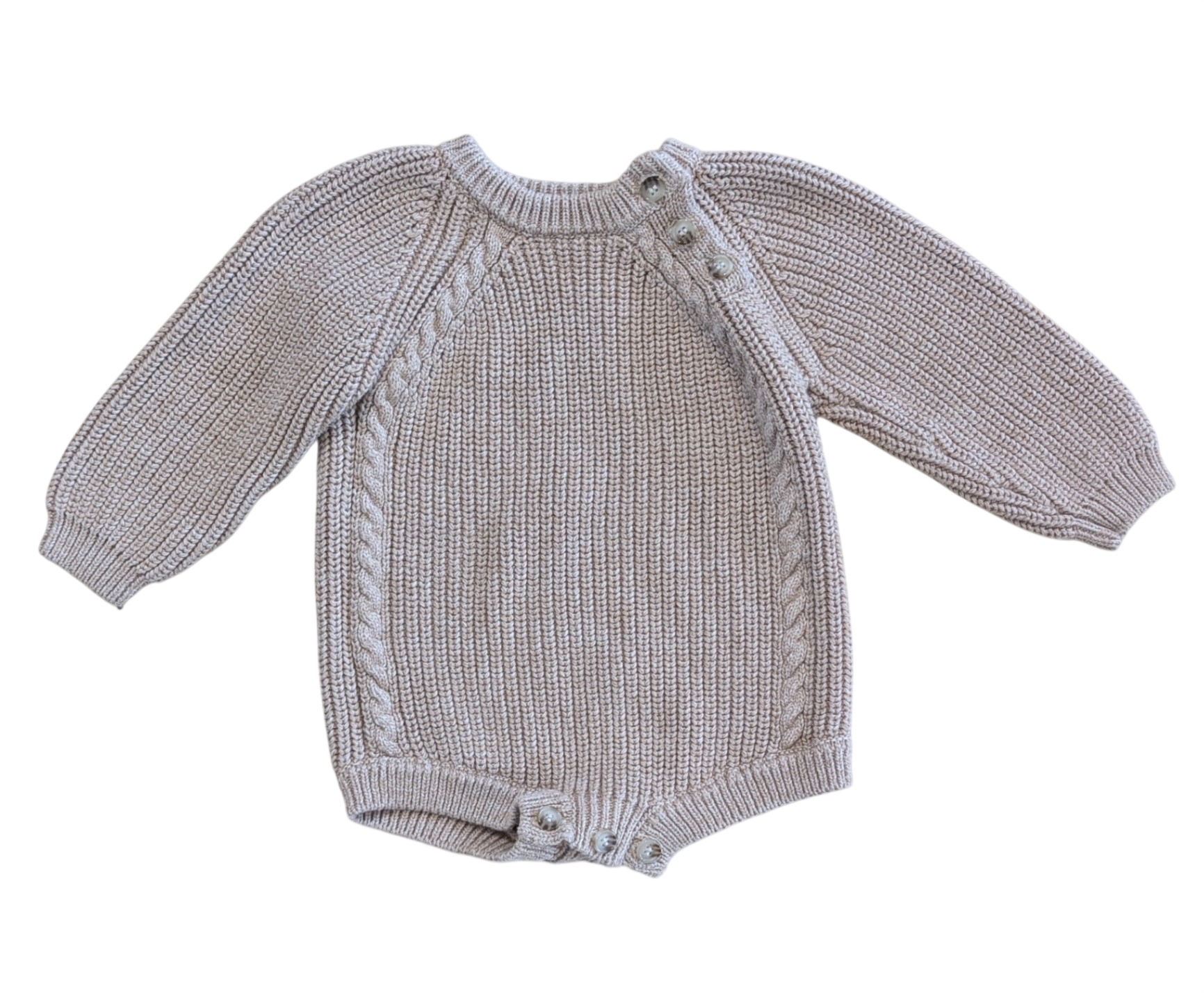 Fox & Finch Knitted Bodysuit, Beige speckle, 1