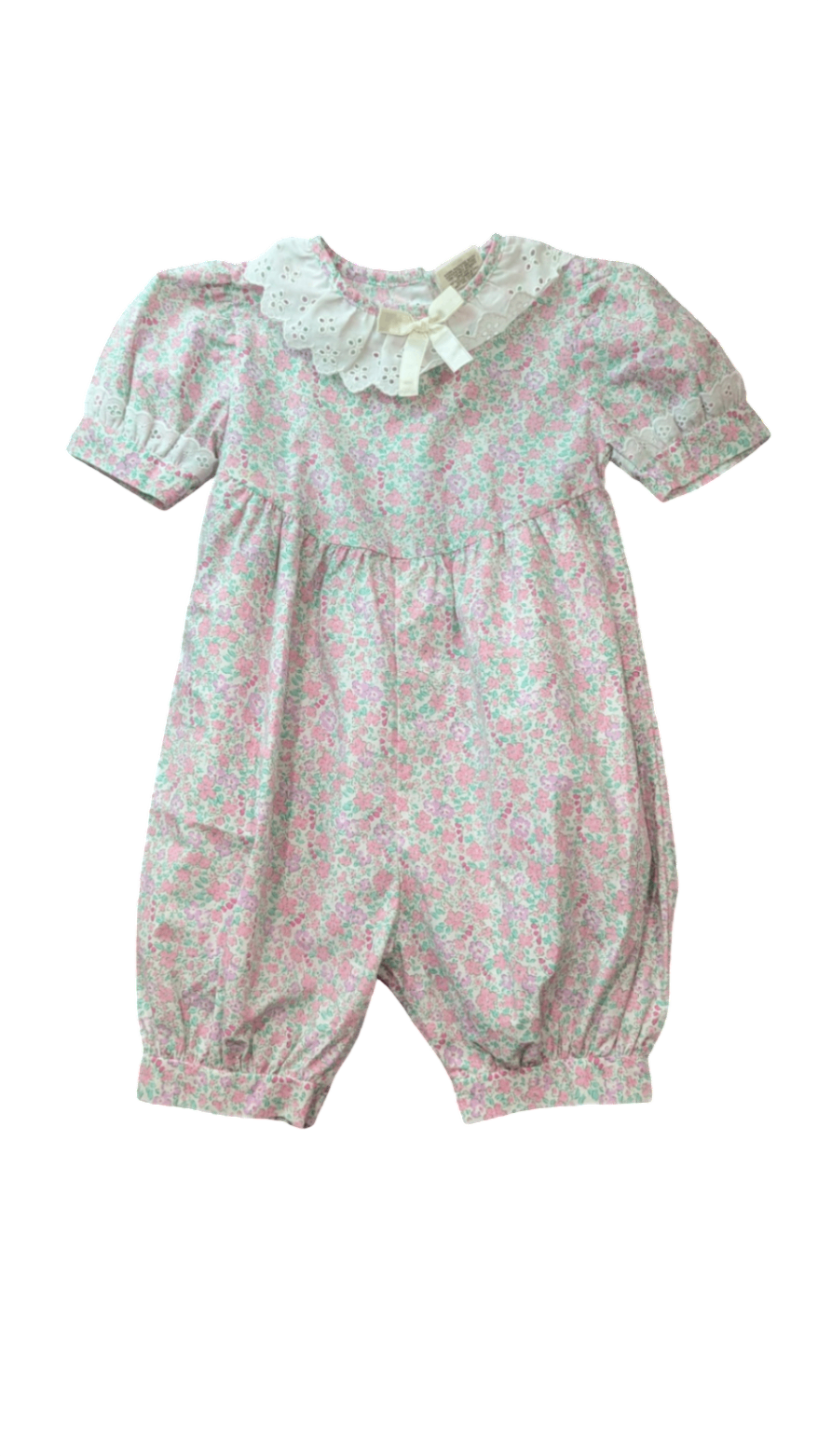 Little Editions (vintage) Playsuit, Pink/white/green floral, 2