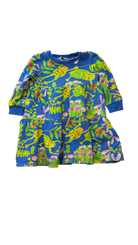 Gorman Playground Dress, Blue w Frog Prints, 3-4Y