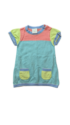Seed Dress, Blue w Pink & Green Accents, 0-3M