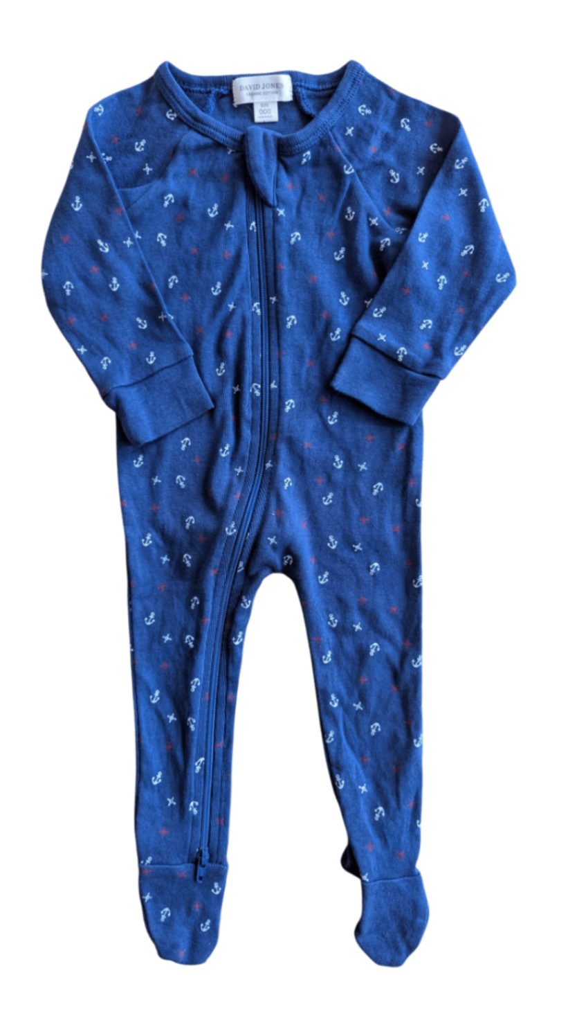 David Jones Jumpsuit, Blue w Red and WhitePrints, 000