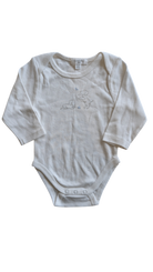 Purebaby Bodysuit, White w Dog Print on Chest, 000