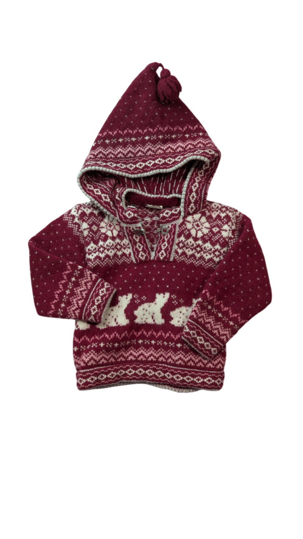 Longa Liisu Jumper, Maroon w White Pattern, 5