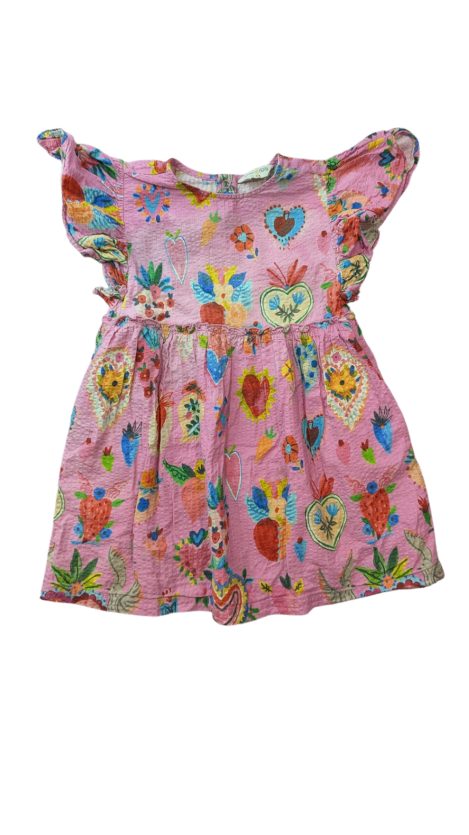 Gorman Playground Dress, Pink w Multi Heart Prints, 3-4Y
