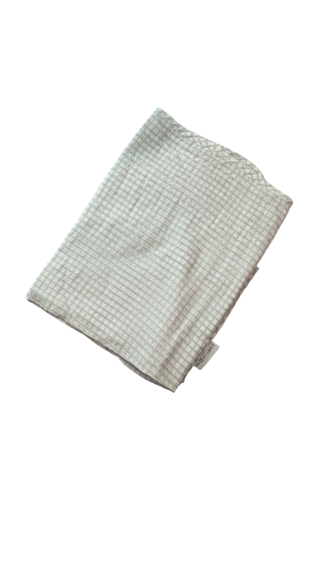 Mama Mama x Grace Blanket, White and Light Grey Check, One Size