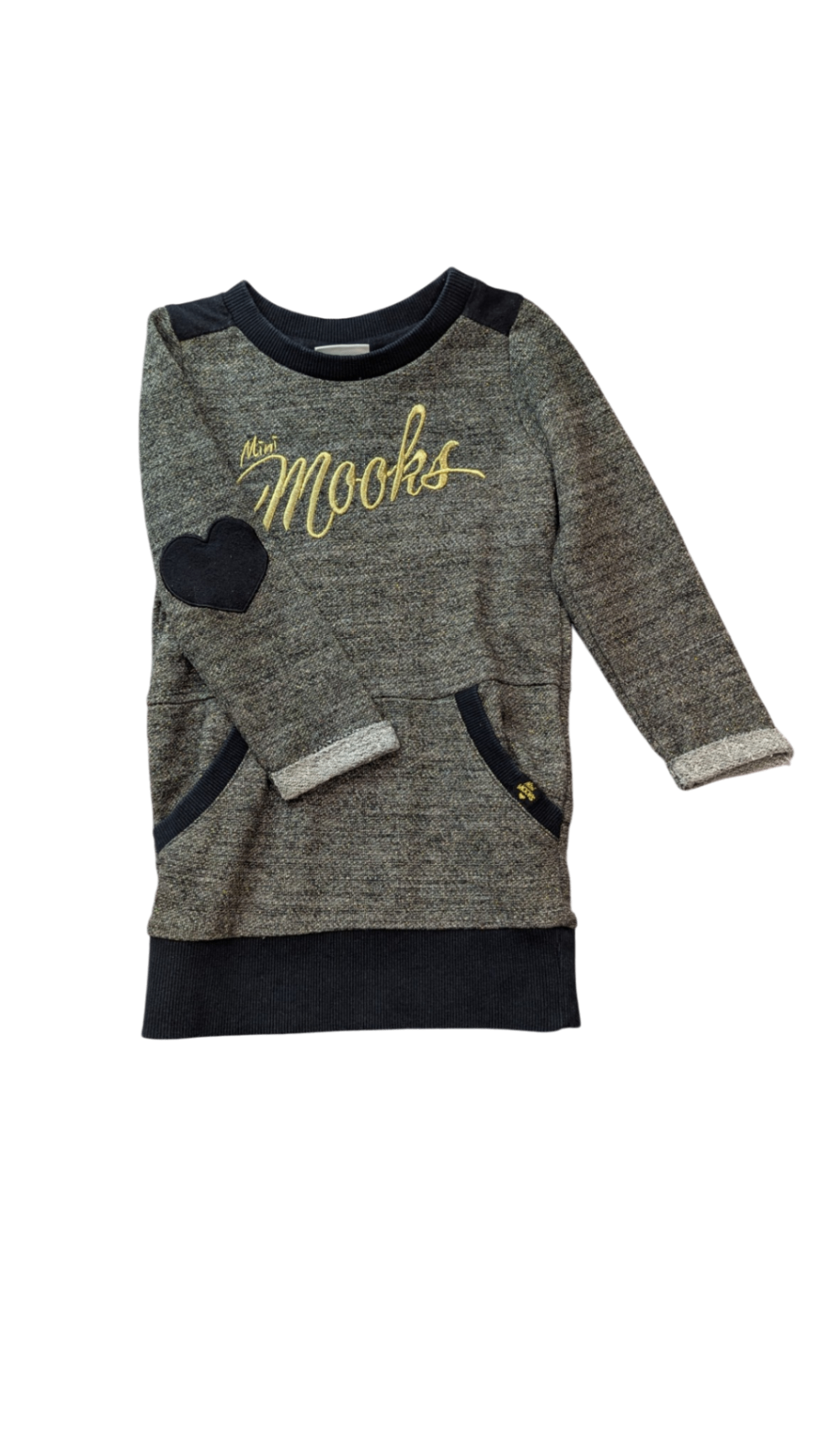 Mini Mooks Dress, Grey Metallic Gold, 3