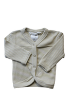 Susukoshi Cardigan, Cream with pale sage stripes, 0-3M