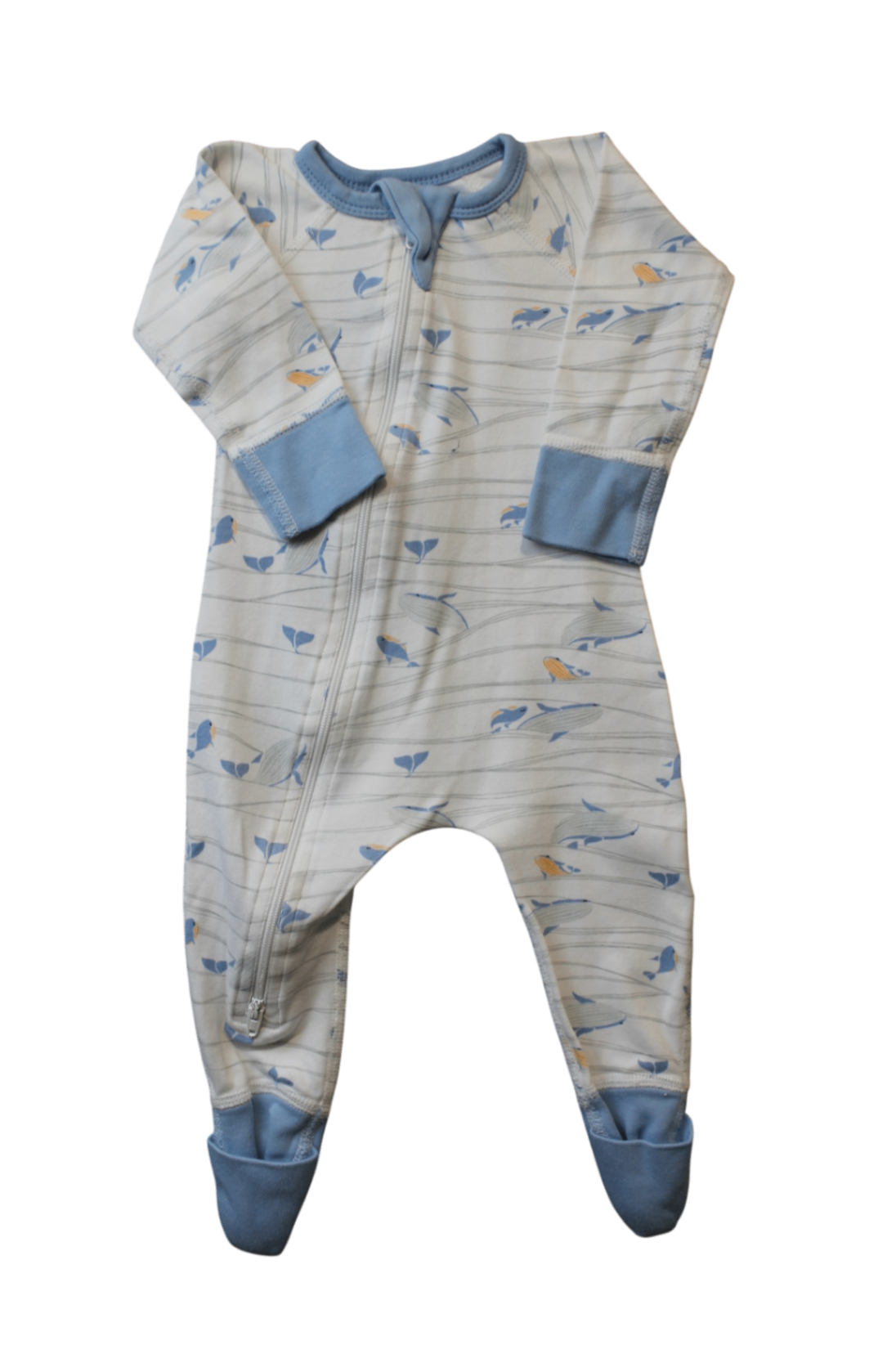 Sapling Jumpsuit, White with blue accents, 0-3m