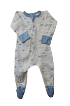 Sapling Jumpsuit, White with blue accents, 0-3m