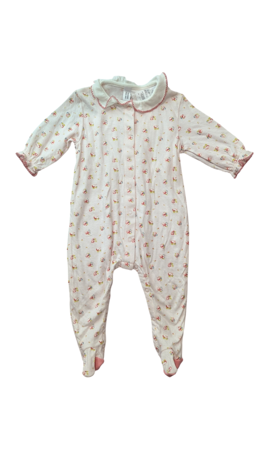 Petit Bateau Jumpsuit, Light Pink w Floral Print, 9M
