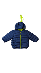 Next Puffer Jacket, Navy w Lime Green Trims, 9-12M