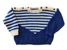 Handmade Jumper, Blue w Yellow White Stripes, 12M