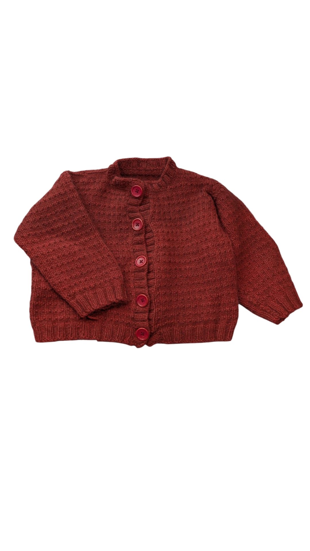 Handknit Cardigan, Red, 3