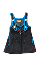 AlbaBaby Dress, Dark blue with bright blue trim, 3-4