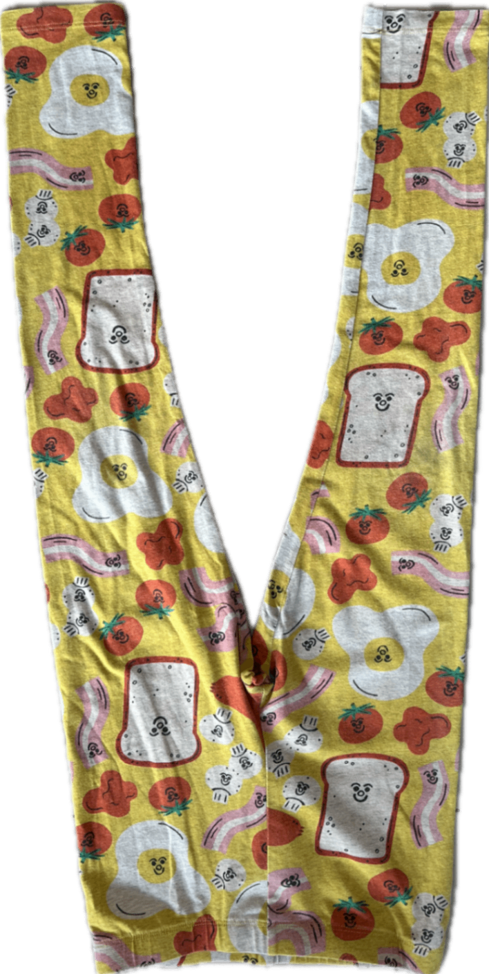 Gorman Playground Leggings, Yellow with multi food pattern, 7-8