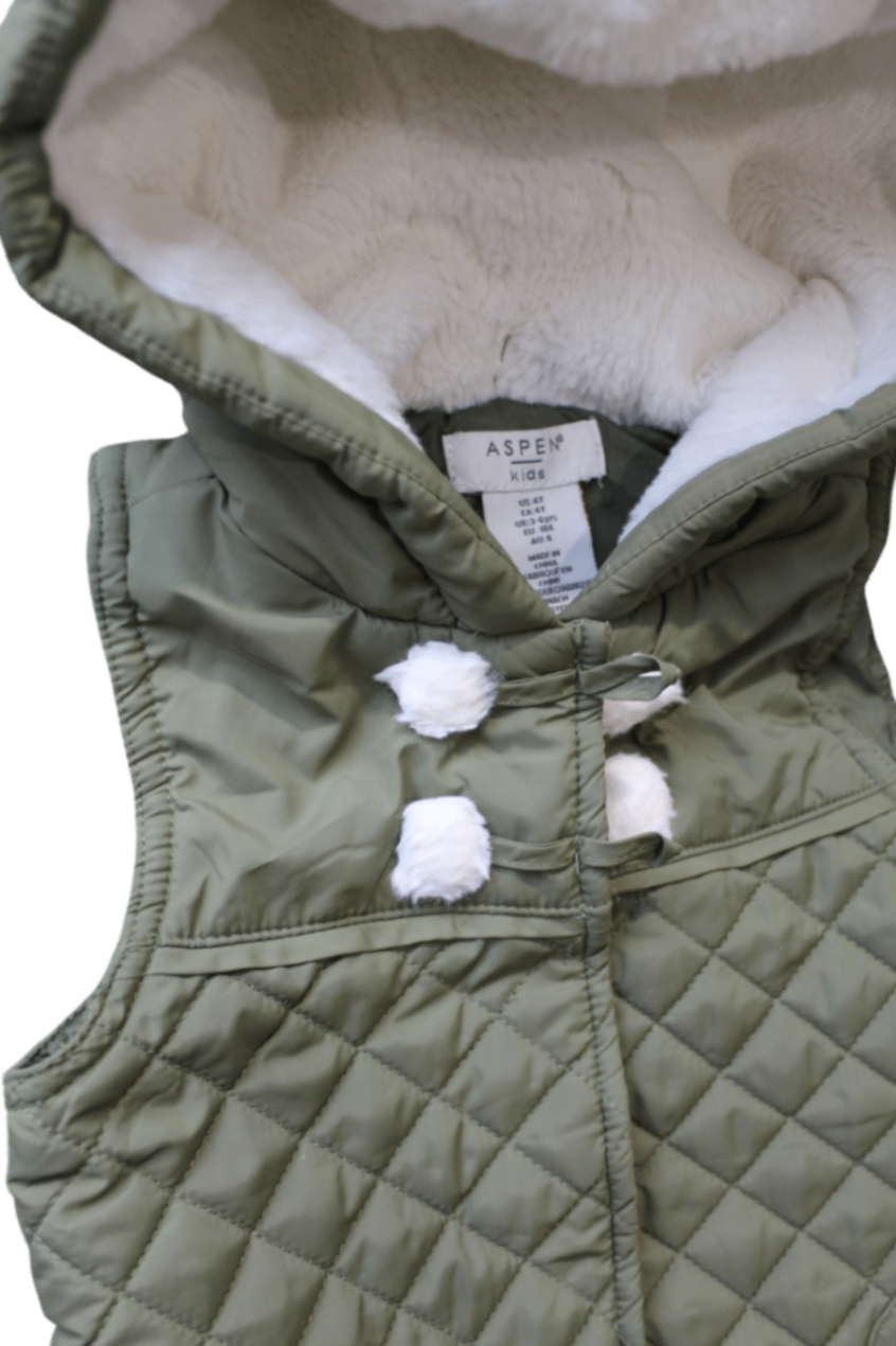 Aspen Kids Puffer Vest, Green, 4