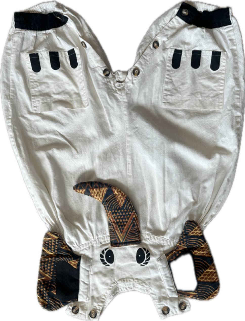 Sprogz Overalls, White with elephant design, 2