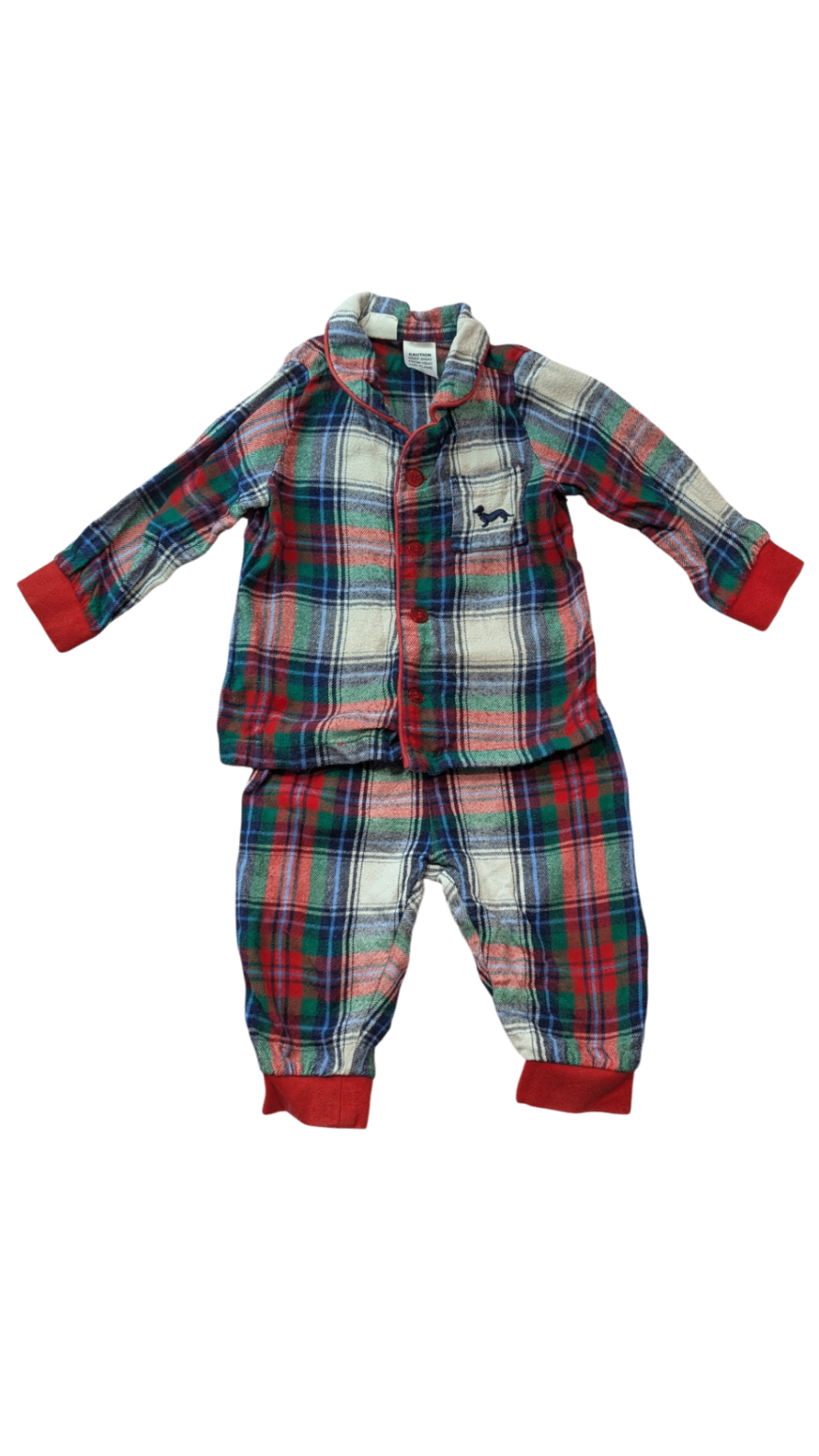 Peter Alexander Pajama Set, Red, green, blue, cream plaid, 1