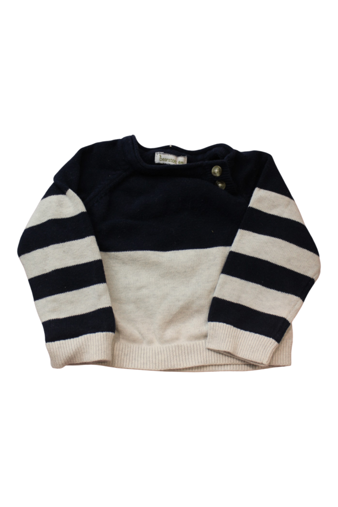 Beanstork Jumper, Navy blue and cream, 6m