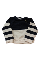 Beanstork Jumper, Navy blue and cream, 6m