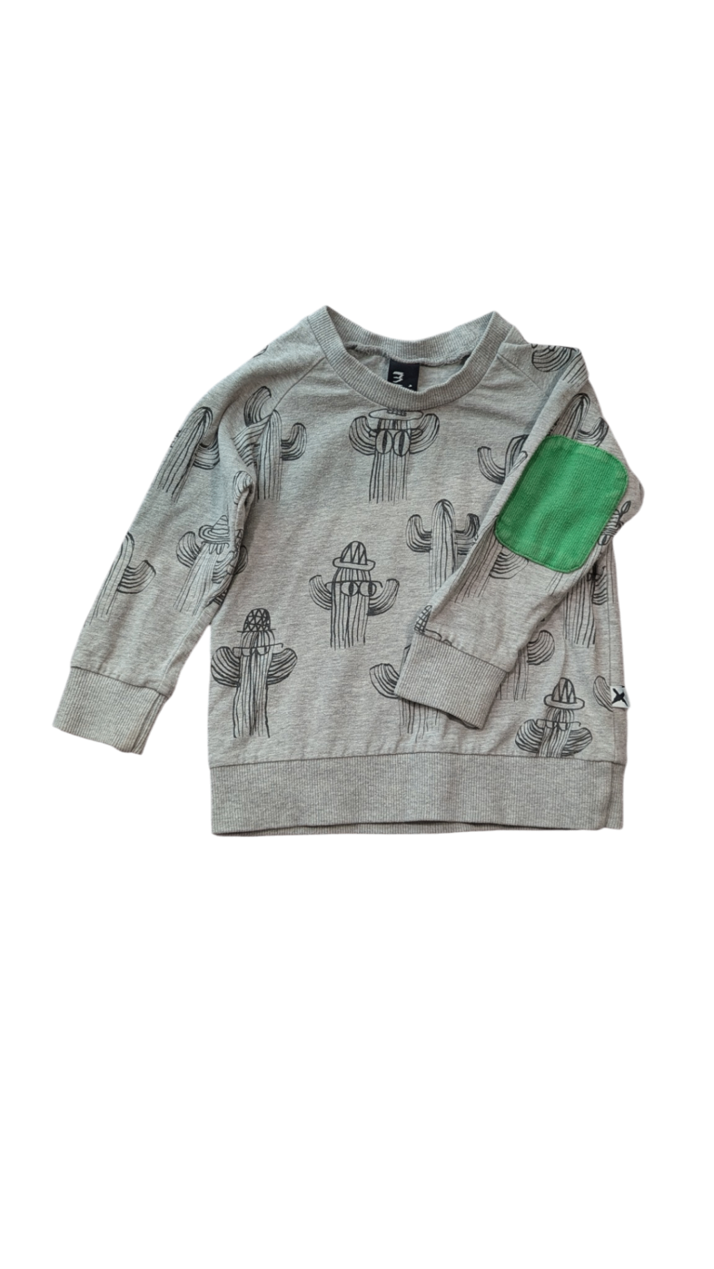 Minti Jumper, Grey with green, 1