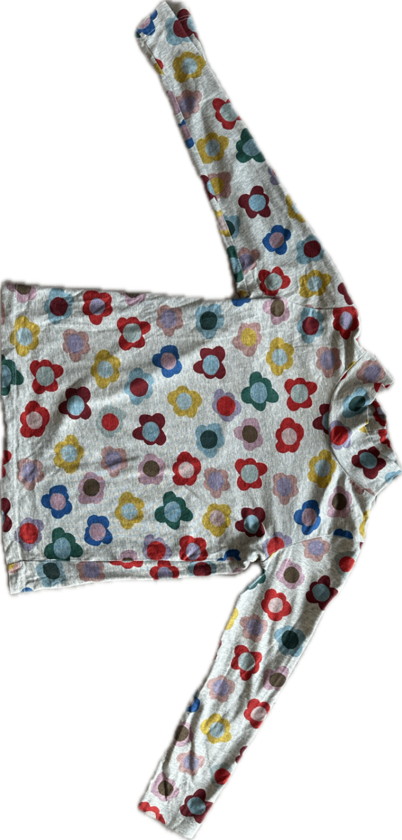 Gorman Playground Long-Sleeve T-Shirt, Grey with multi flower design, 5-6
