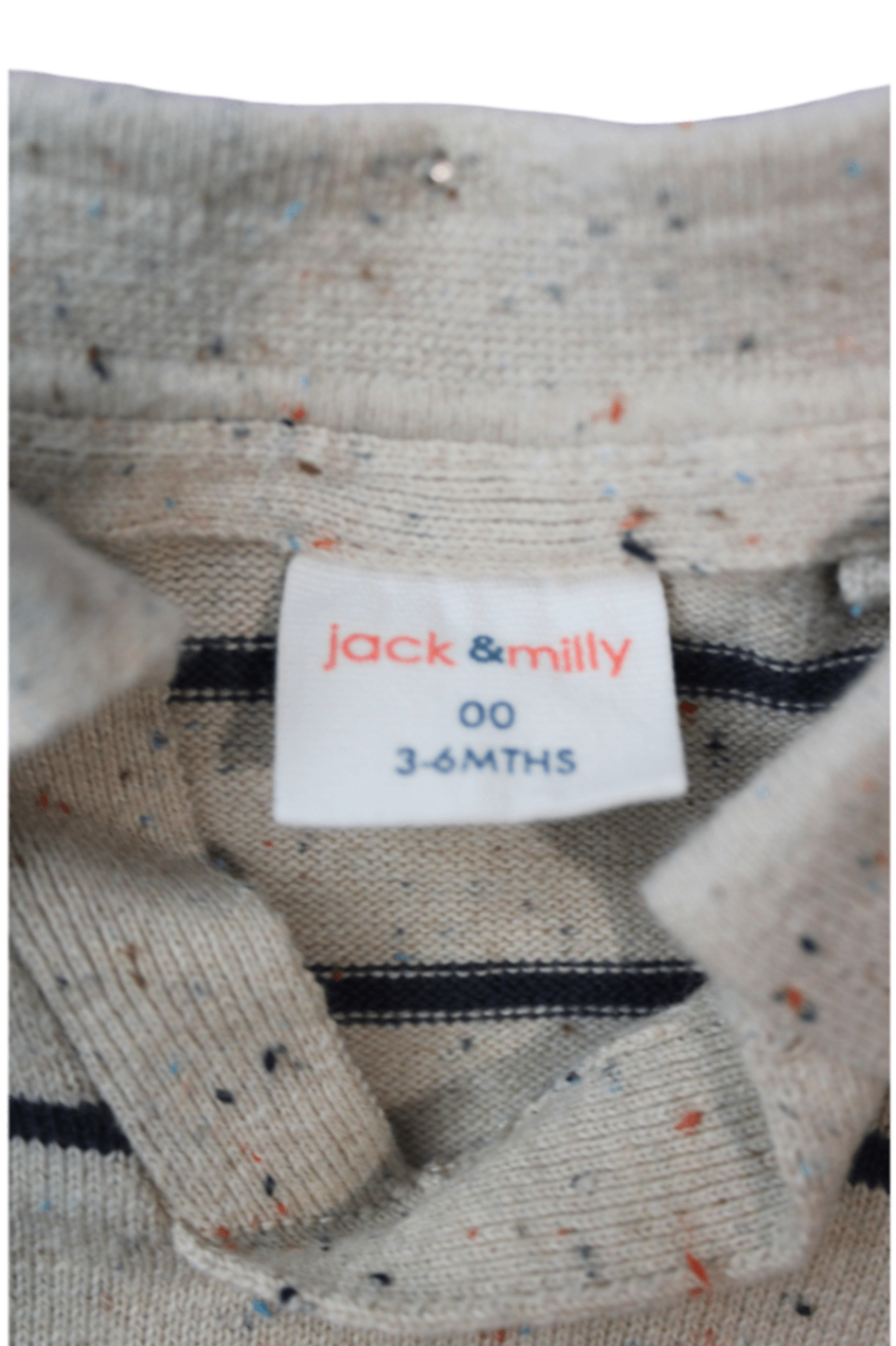 Jack & Milly Knitwear Set, Beige with navy stripes, 00