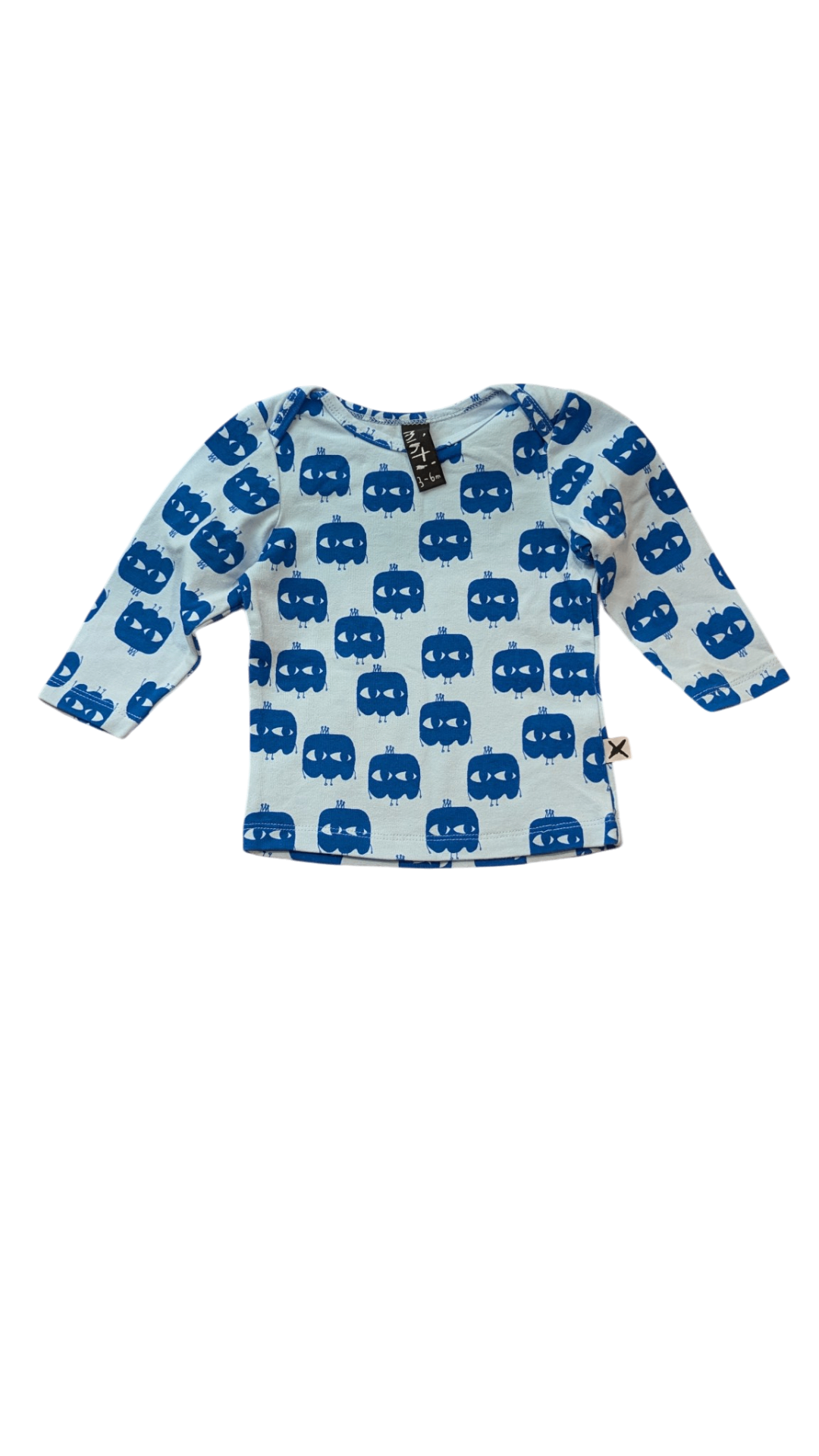 Minti Long-Sleeve T-Shirt, Light blue and royal blue, 3-6m