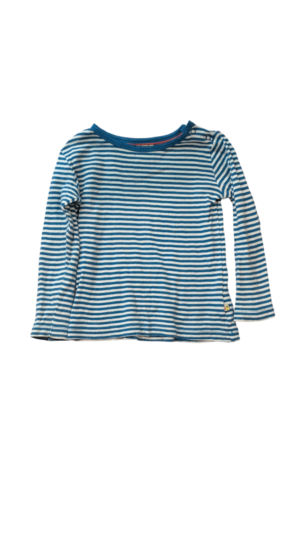 Frugi Long-Sleeve T-Shirt, Blue and White, 3-4