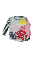 Oishi-m Long-Sleeve T-Shirt, Grey with navy, pink, red and yellow accents, 2-3