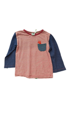 Oishi-m Long-Sleeve T-Shirt, Red and navy, 3-4