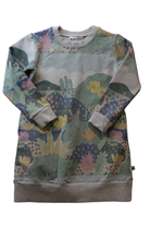 Minti Jumper Dress, Grey with multicoloured print, 6