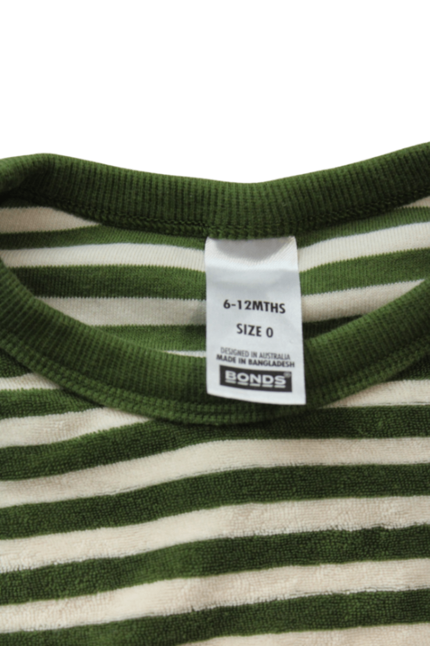 Bonds Jumper, Green and Cream, 6-12MTHS / Size 0