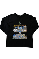 Lindex Long-Sleeve Top, Black with sequin robot, 5