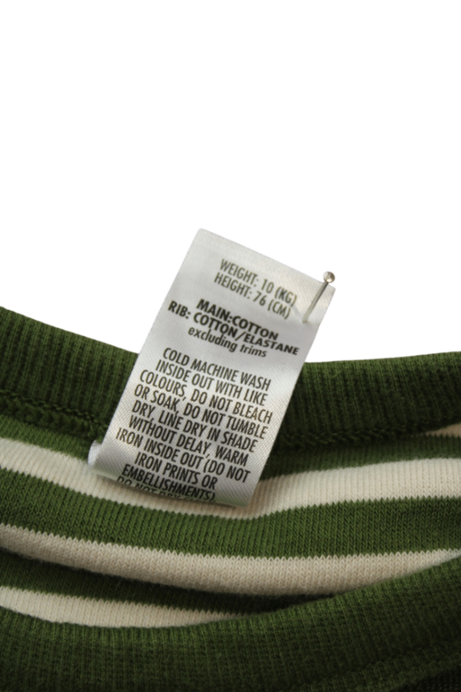 Bonds Jumper, Green and Cream, 6-12MTHS / Size 0