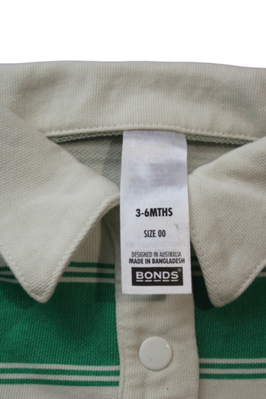 Bonds Rugby Shirt, Green and cream, 3-6MTHS / SIZE 00