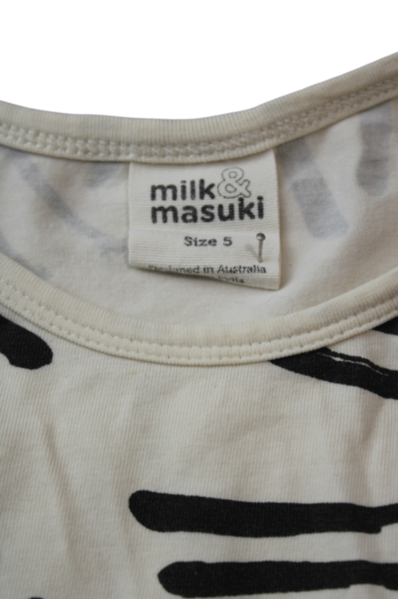 Milk & Masuki Dress, Cream and Black, 5